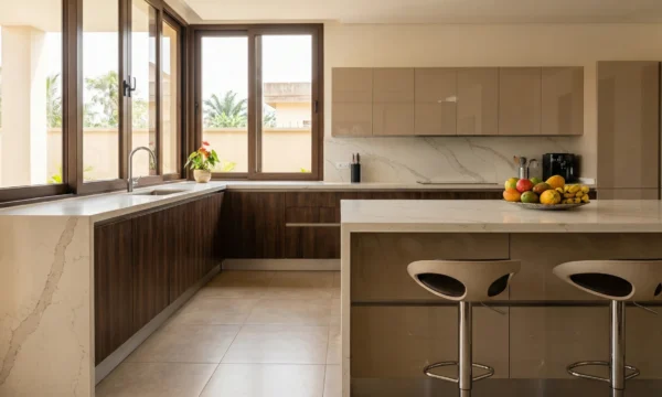 CUISINE EN L : L’ALLIANCE PARFAITE ENTRE DESIGN ET FONCTIONNALITÉ POUR VOTRE INTÉRIEUR AU CAMEROUN